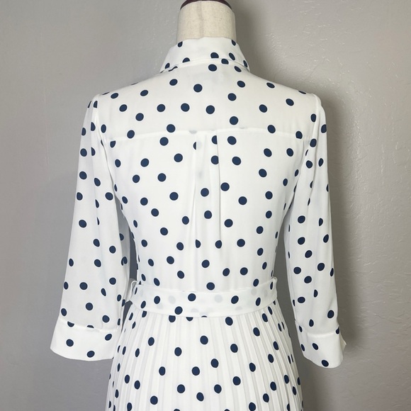 •HOBBS London• Leona Spot Print‎ Midi Shirt Dress in White & Black Size 2 - Picture 8 of 15